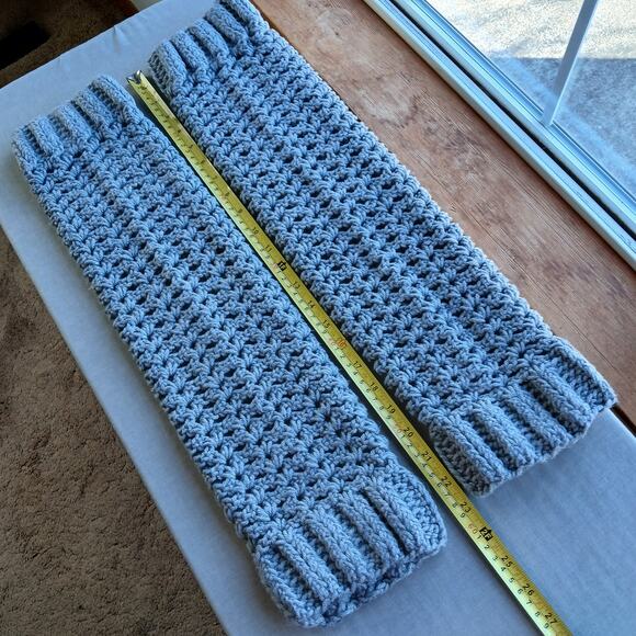 Oxford Grey Leg Warmers OSFM crochet warm thick chunky over knee dance premade - Picture 7 of 9